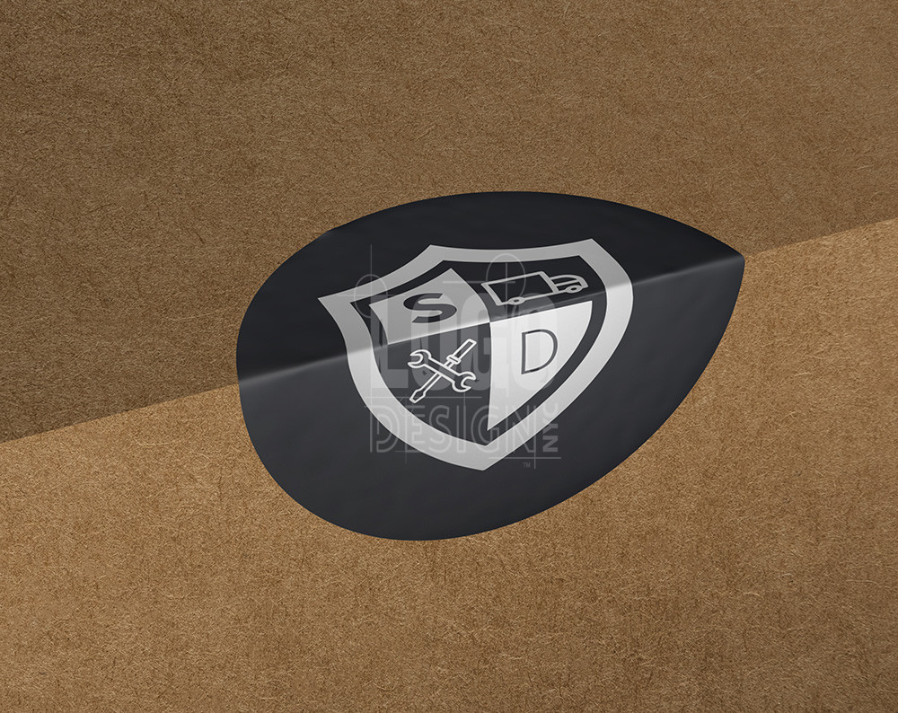 logistics logo design displayed on sticker