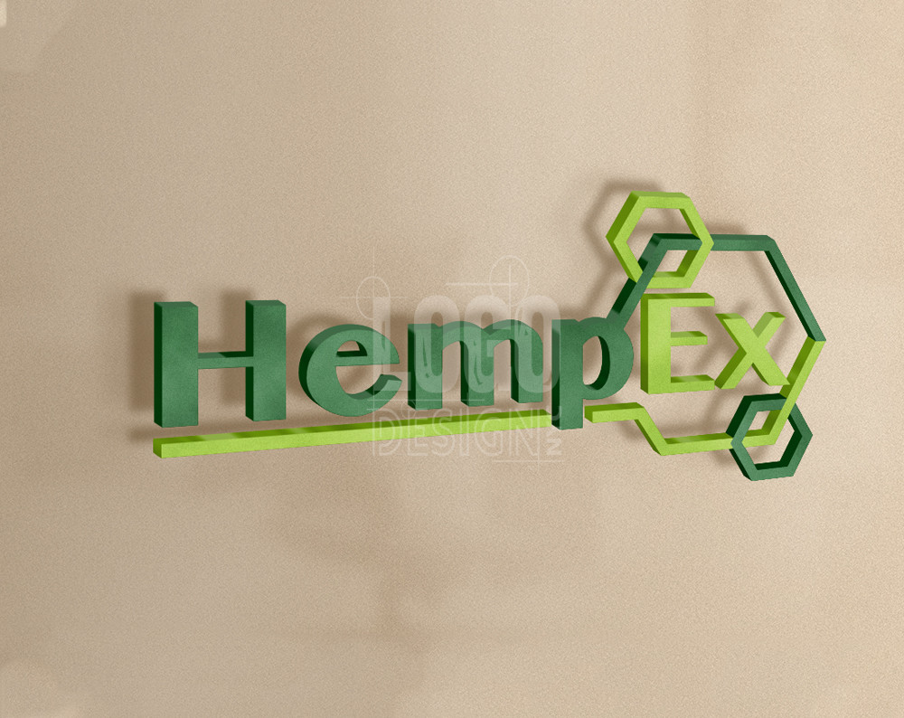 cannabis logo design displayed on a wall