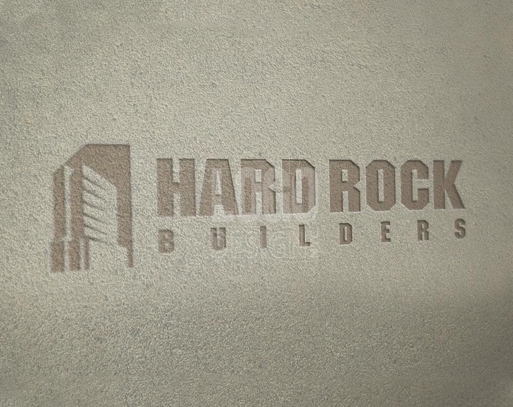 construction logo design displayed on a wall