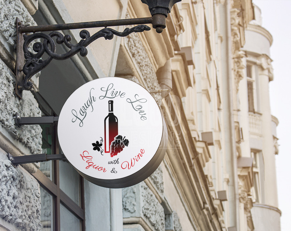 liqour store logo design displayed on a store sign