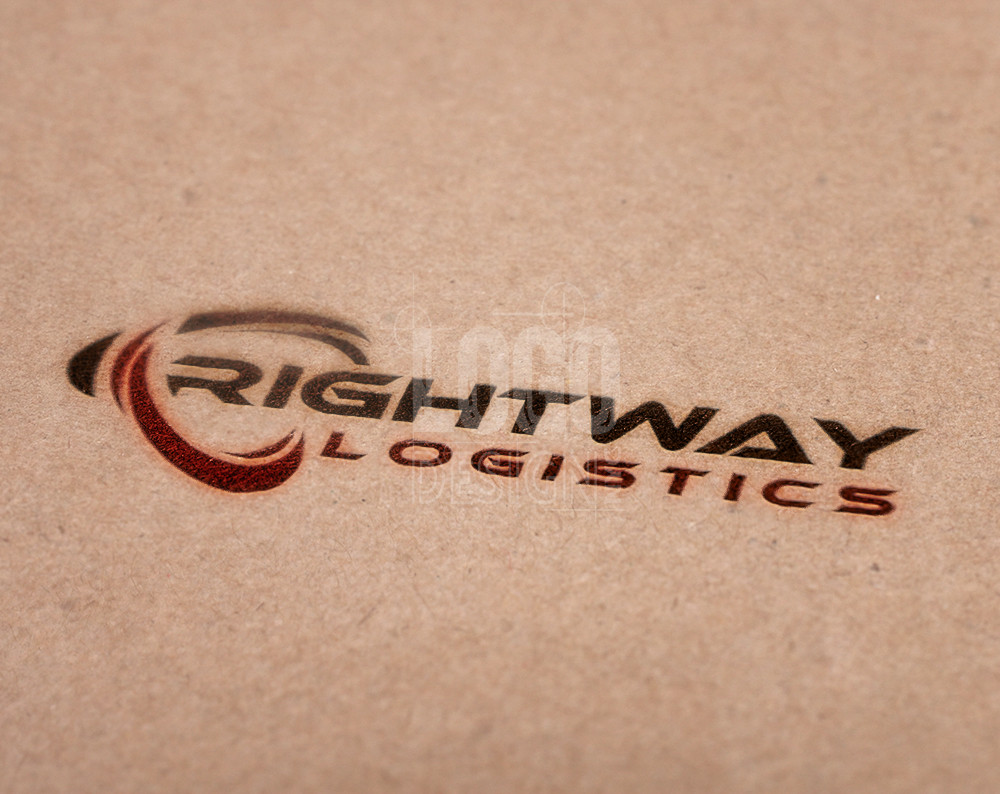 logistics logo design displayed on cardboard