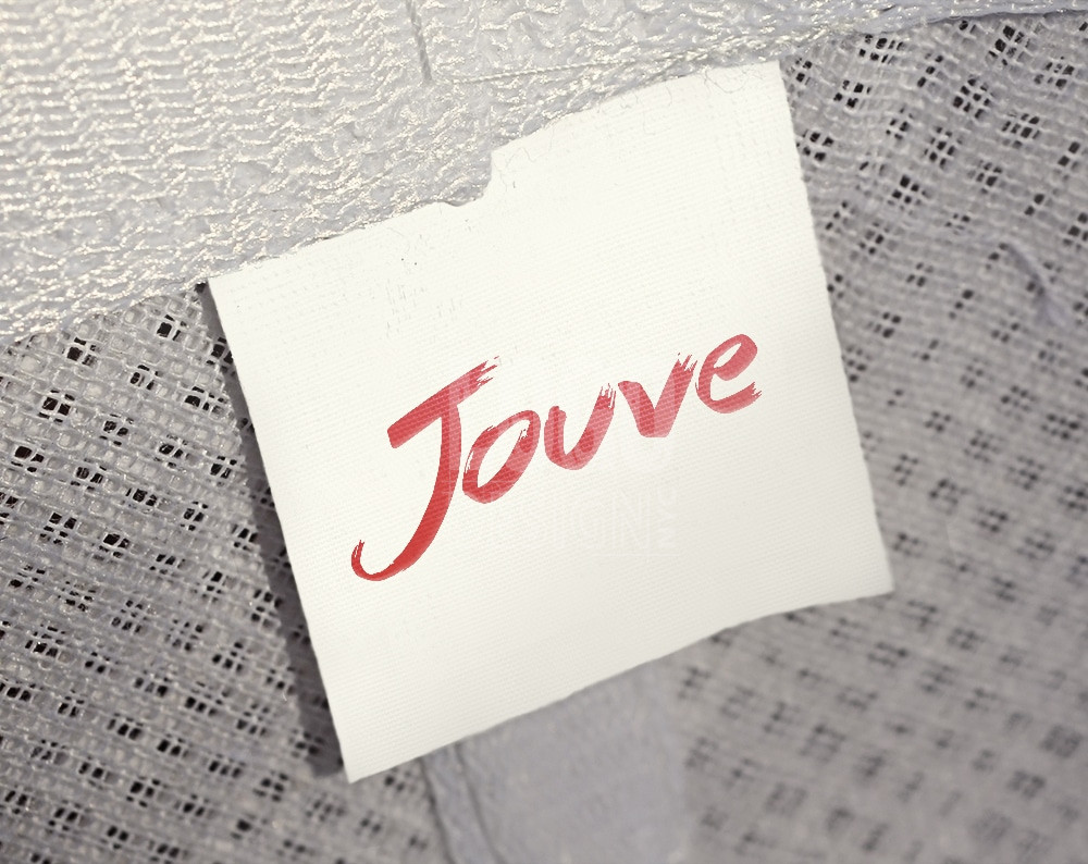 clothing logo design displayed on a cloths tag