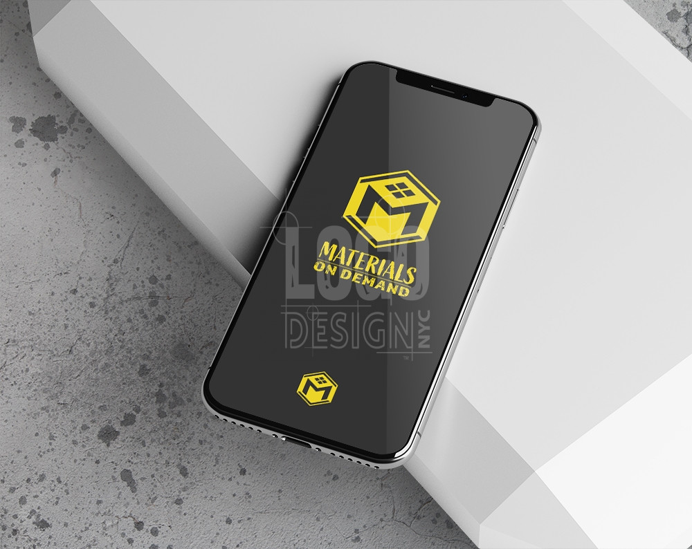 mobile app logo design displayed on a cell phone screen