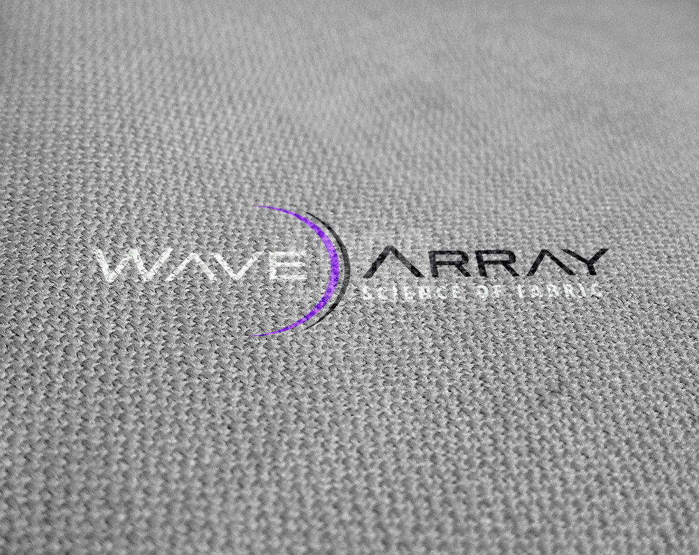 fabric logo design displayed on fabric