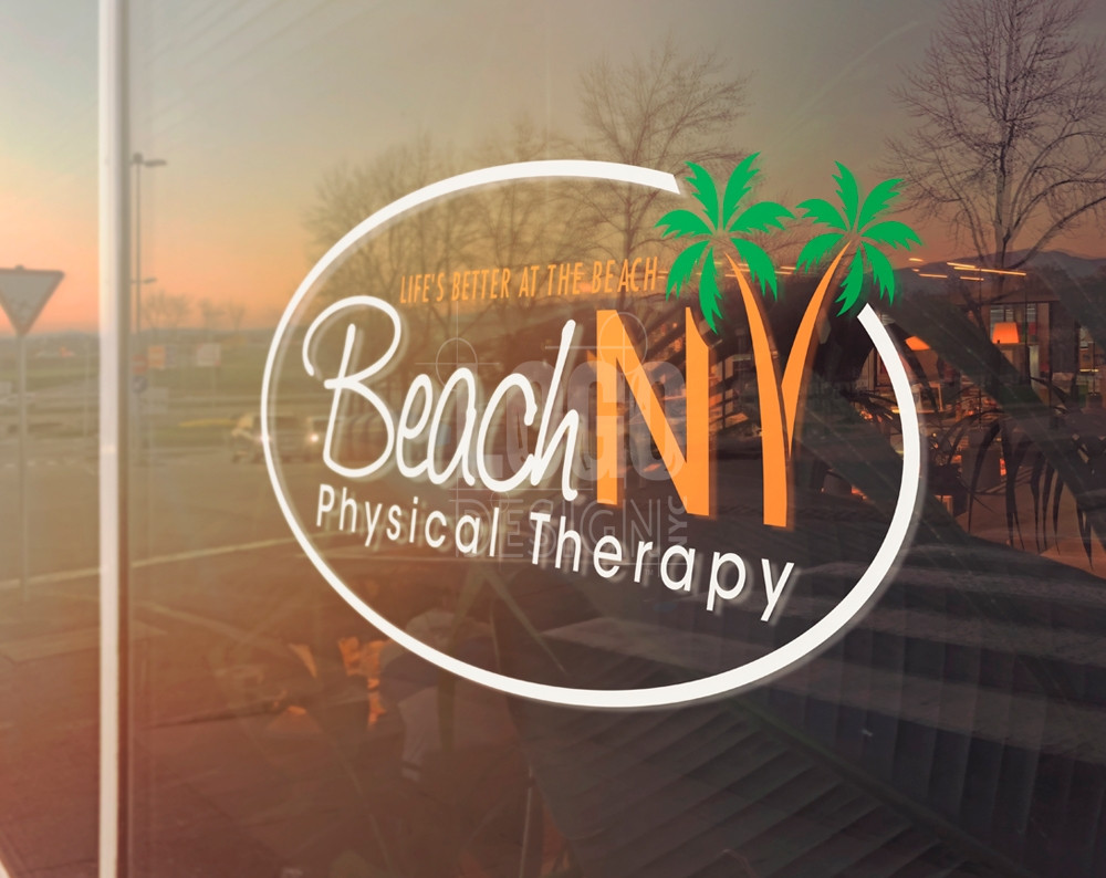 therapy logo design displayed on a window