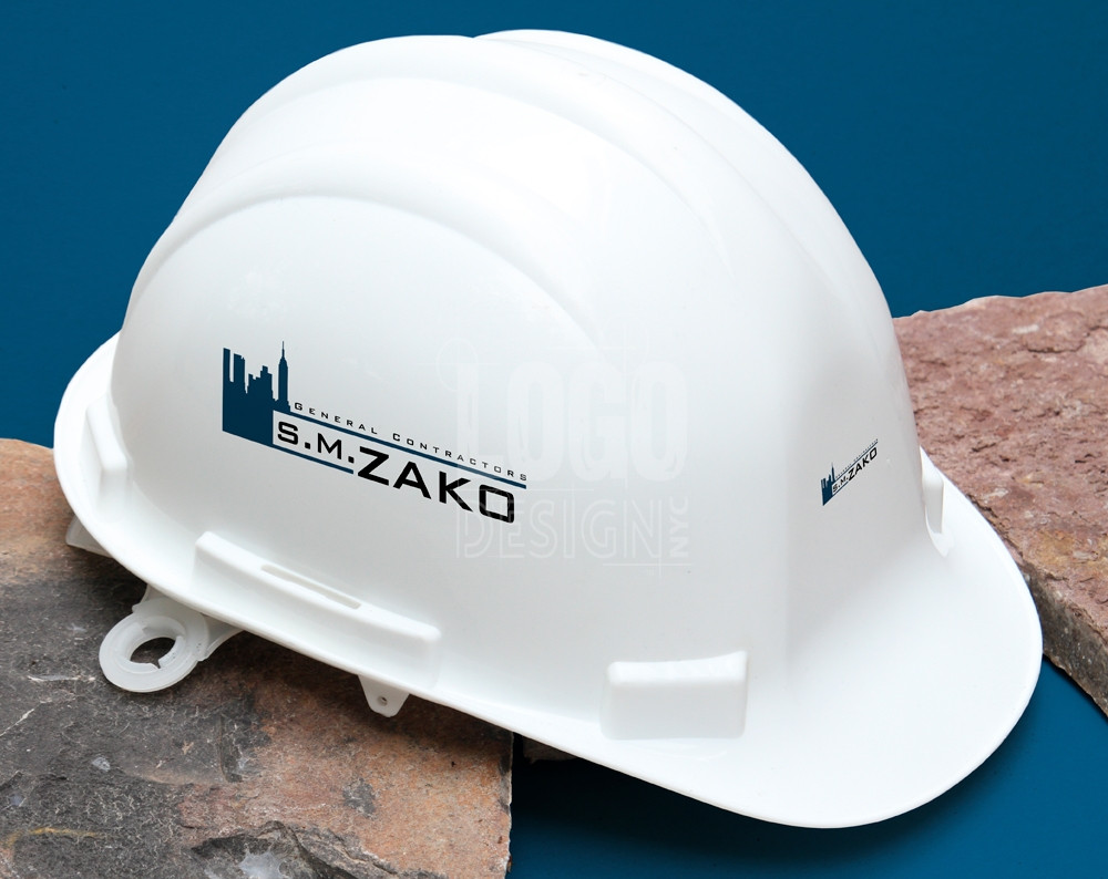 contractors logo design displayed on a hard hat