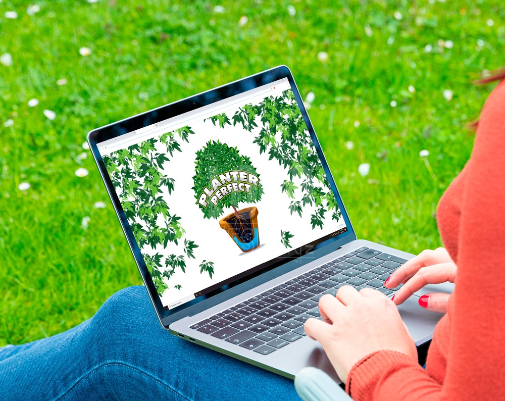 gardening logo design displayed on a lap top computer screen