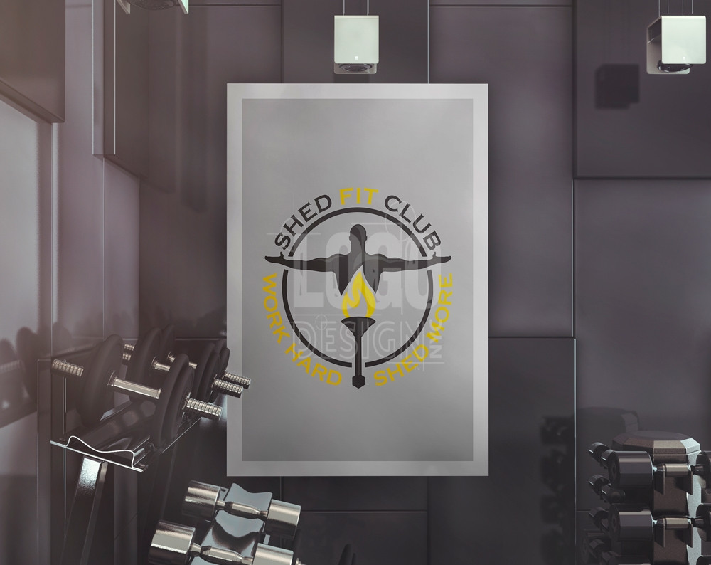 gym logo design displayed on a poster