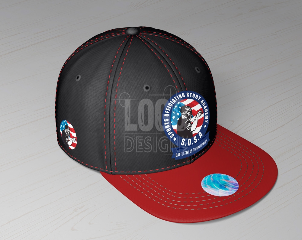 sports logo design displayed on a hat