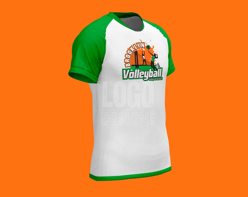 volley ball logo design displayed on a shirt