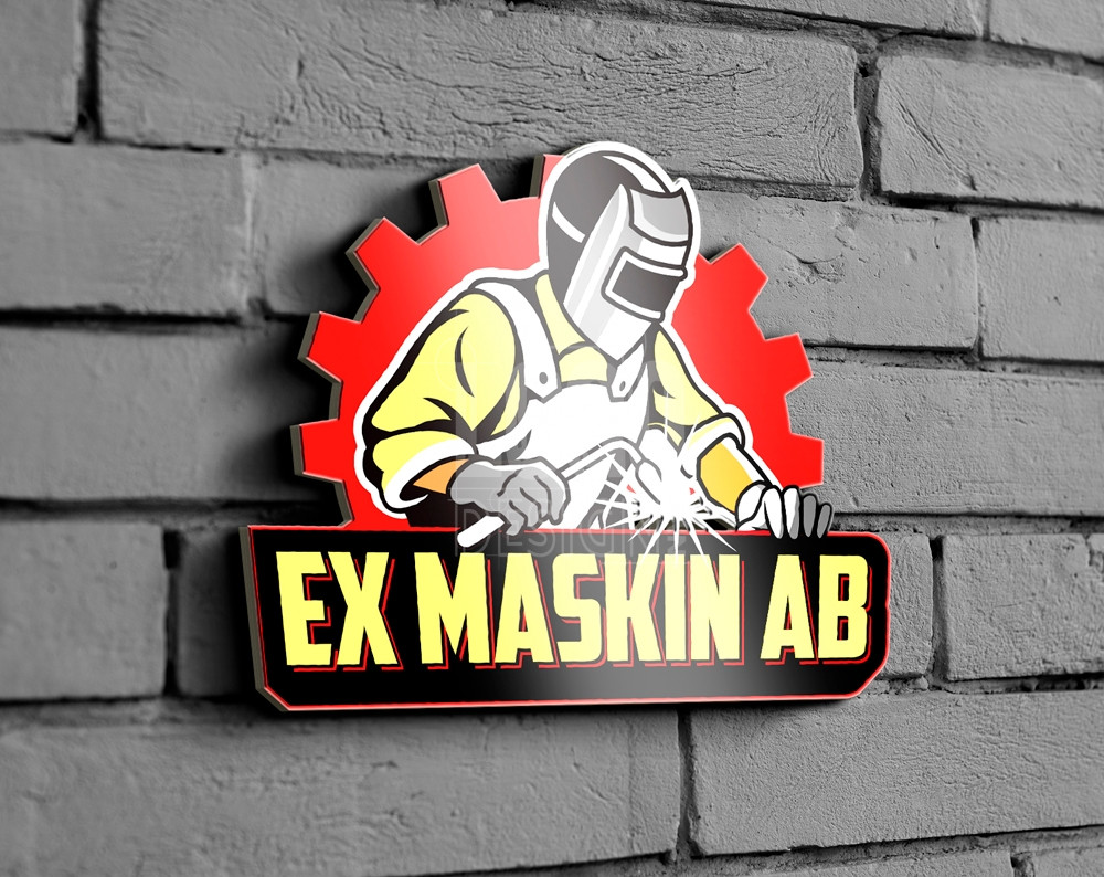 welder logo design displayed on a wall sign