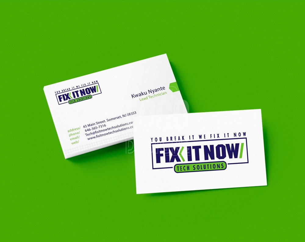 tech logo design displayed on business cards