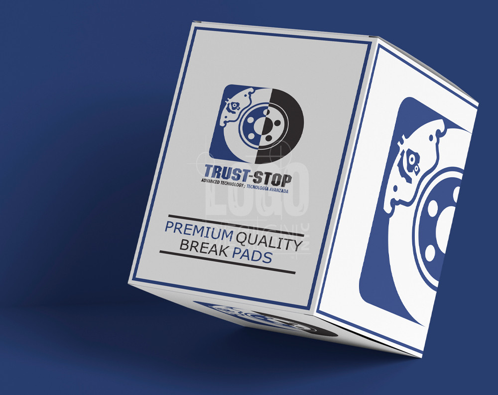 brake pads logo design displayed on a box