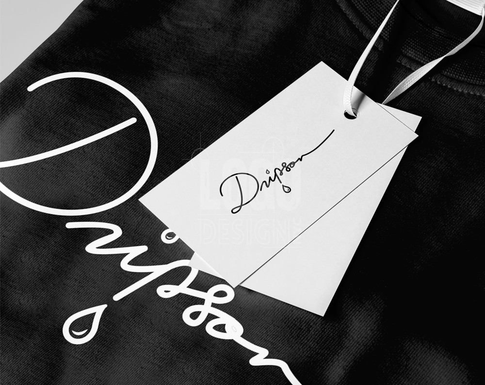 fashion logo design displayed on a cloths tag, and shirt