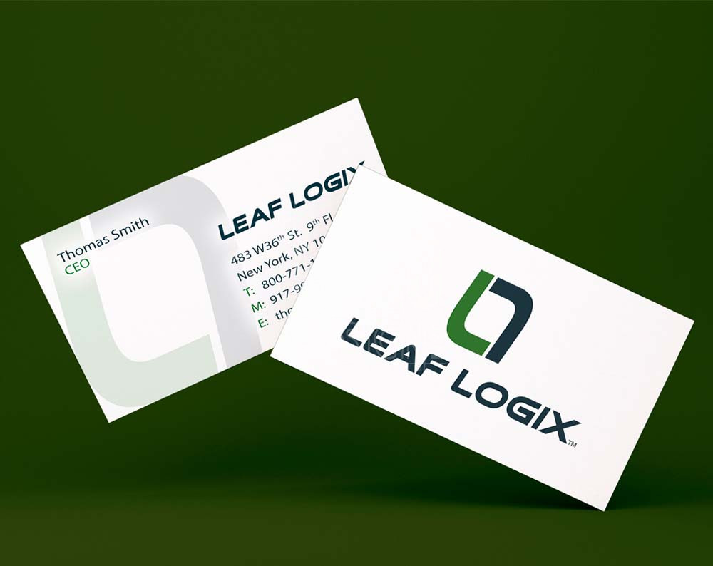 medical cannabis logo design displayed on business cards