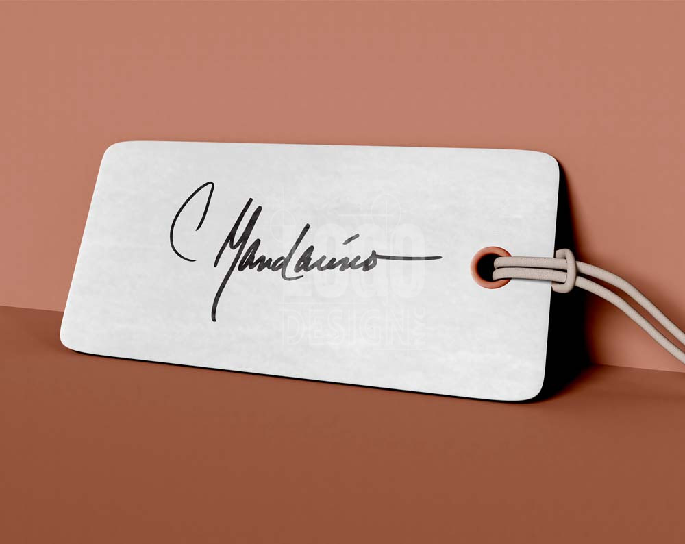 fashion logo design displayed on a cloths tag