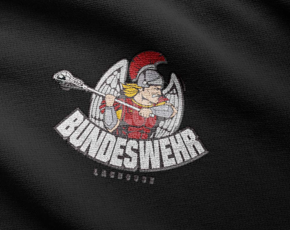 lacrosse team logo design displayed on fabric