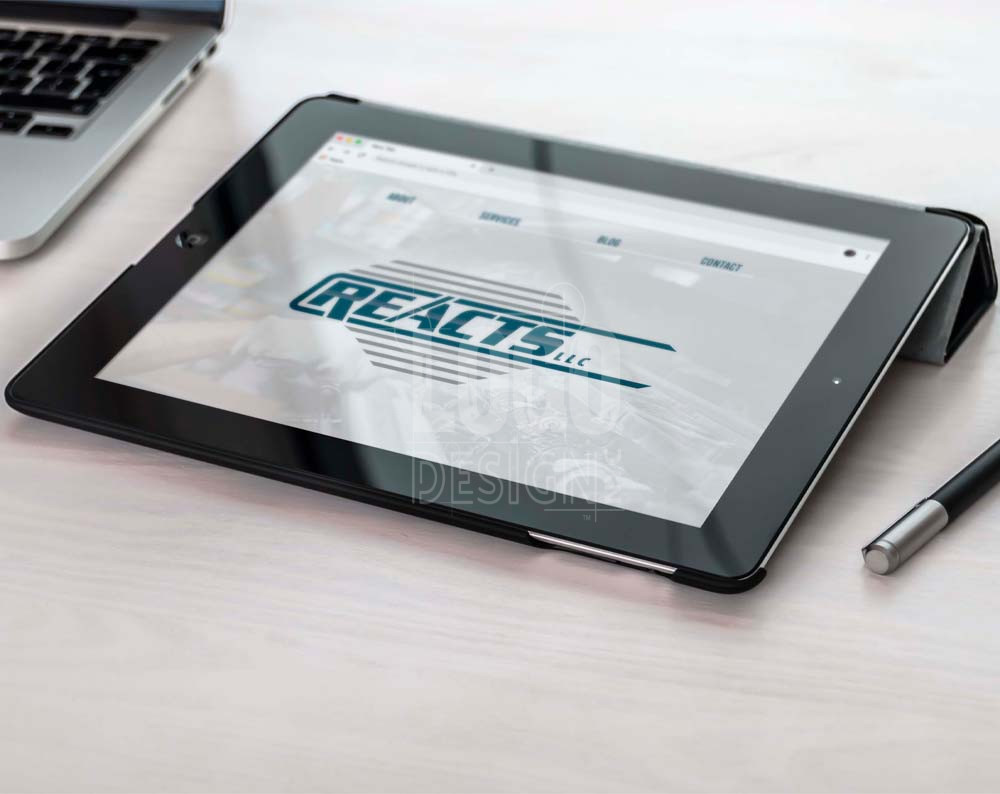 contractor logo design displayed on a tablet screen