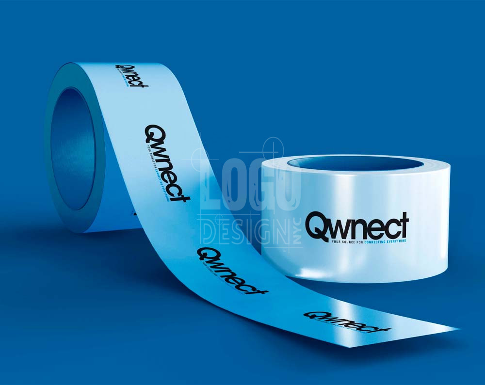 tape logo design displayed on a roll of tape
