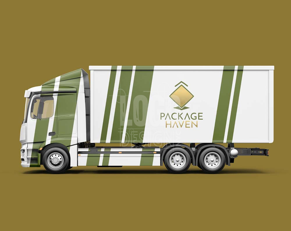 logistics logo design displayed on a truck