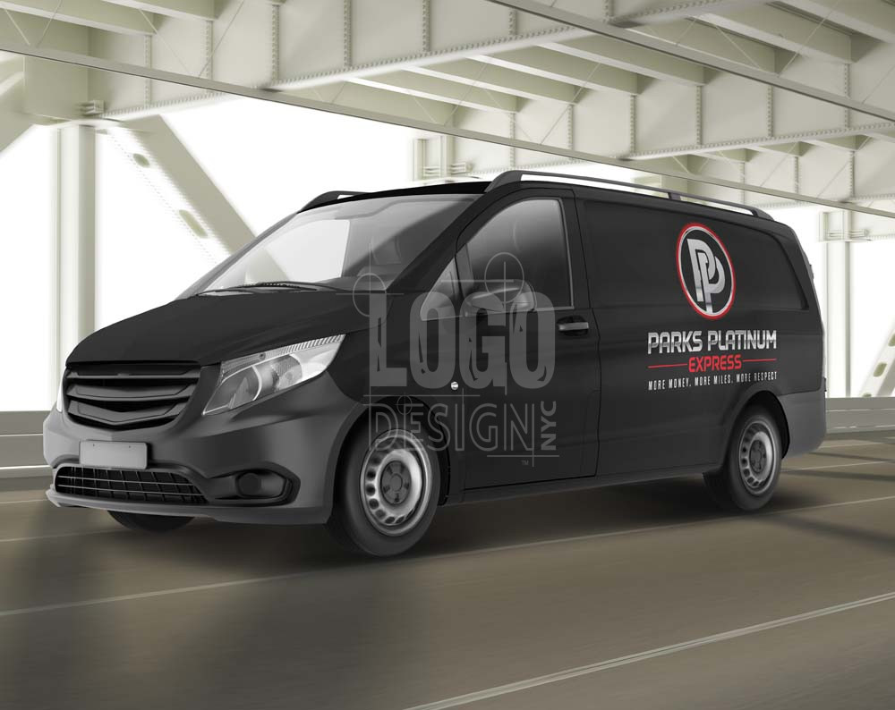 logistics logo design displayed on a car