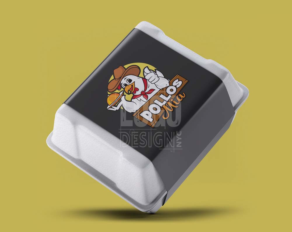 restaurant logo design displayed on a food container