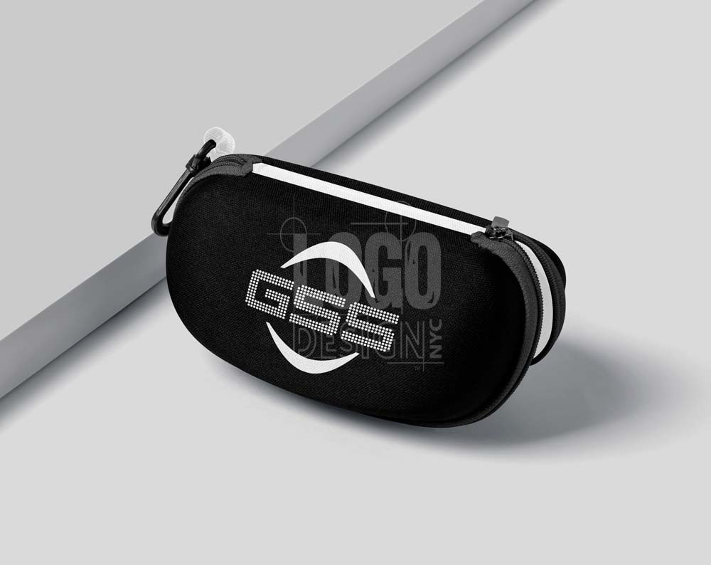 sun glasses logo design displayed on a case