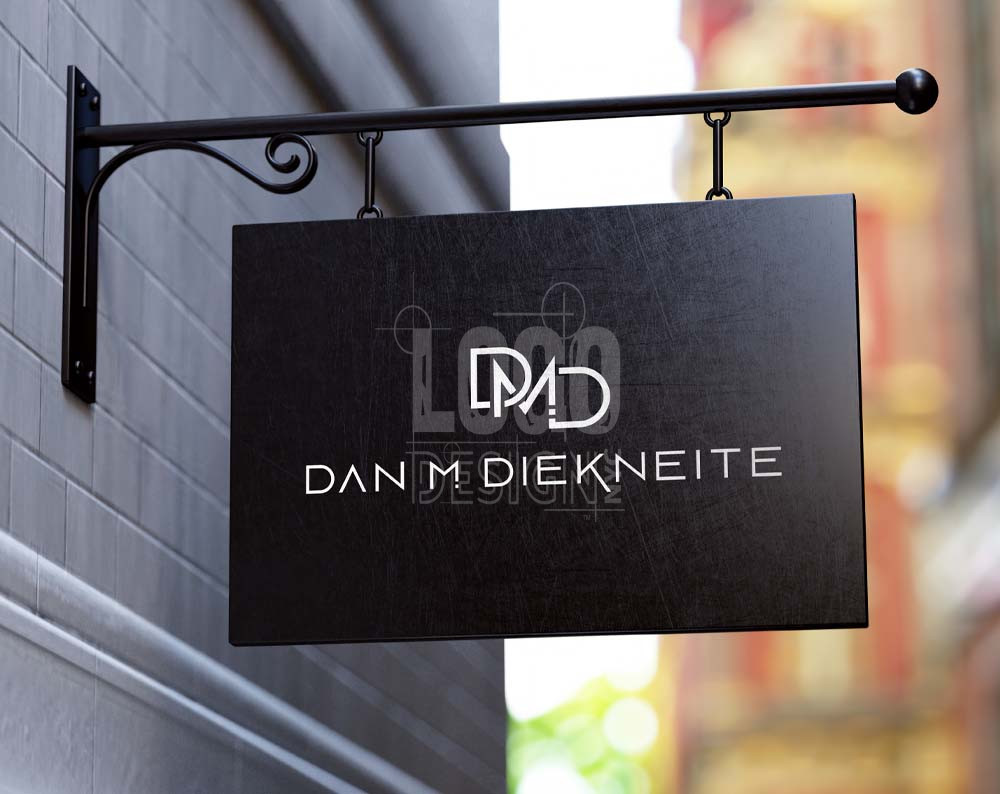 law firm logo design displayed on a store sign