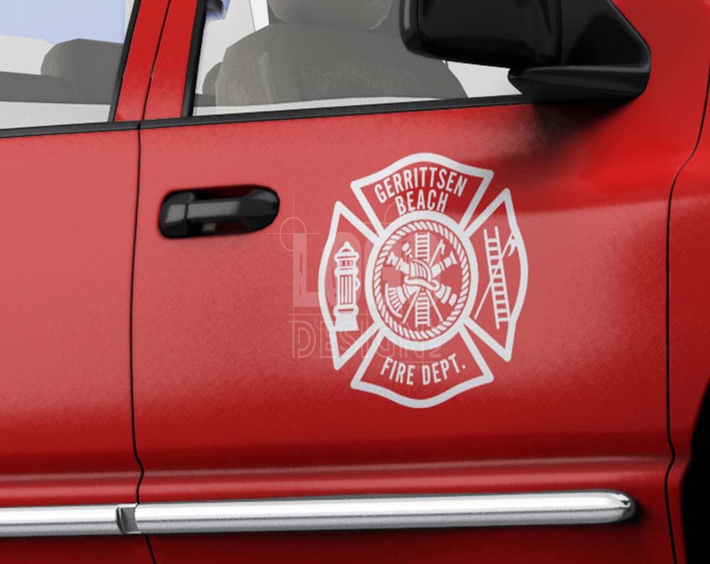 fire department logo design displayed on a truck