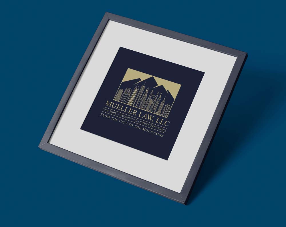 law firm logo design displayed in picture frame