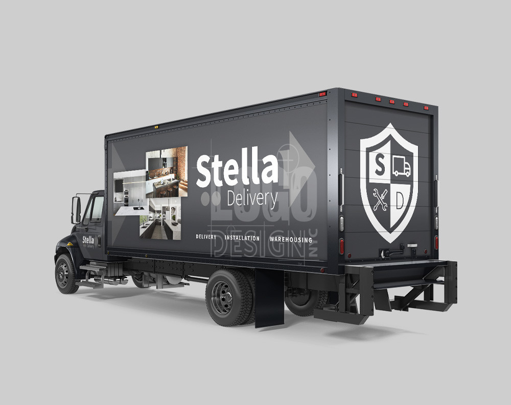 logistics logo design displayed on a truck