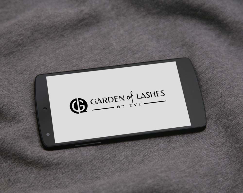 beauty logo design displayed on a cell phone screen