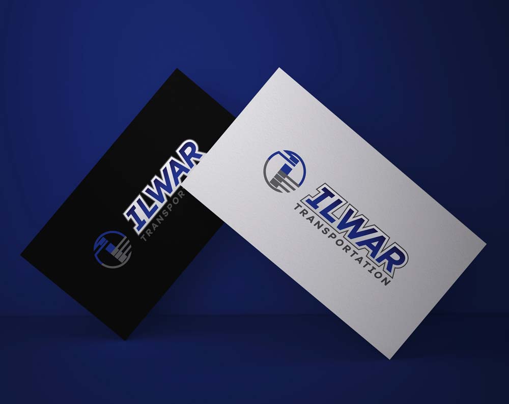 transportation logo design displayed on business cards