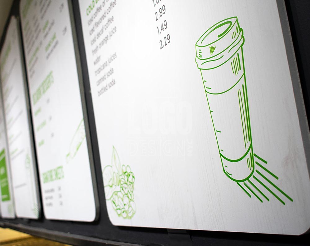 restaurant branding logo design displayed on a menu