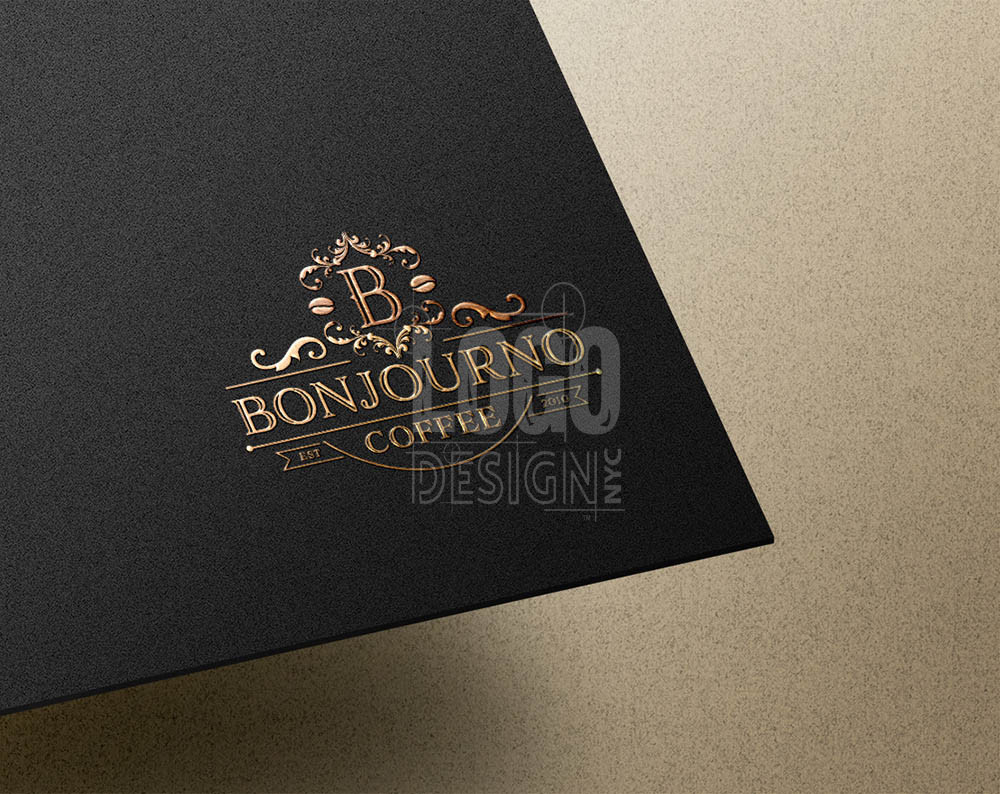 Coffee logo design displayed on a piece of paper
