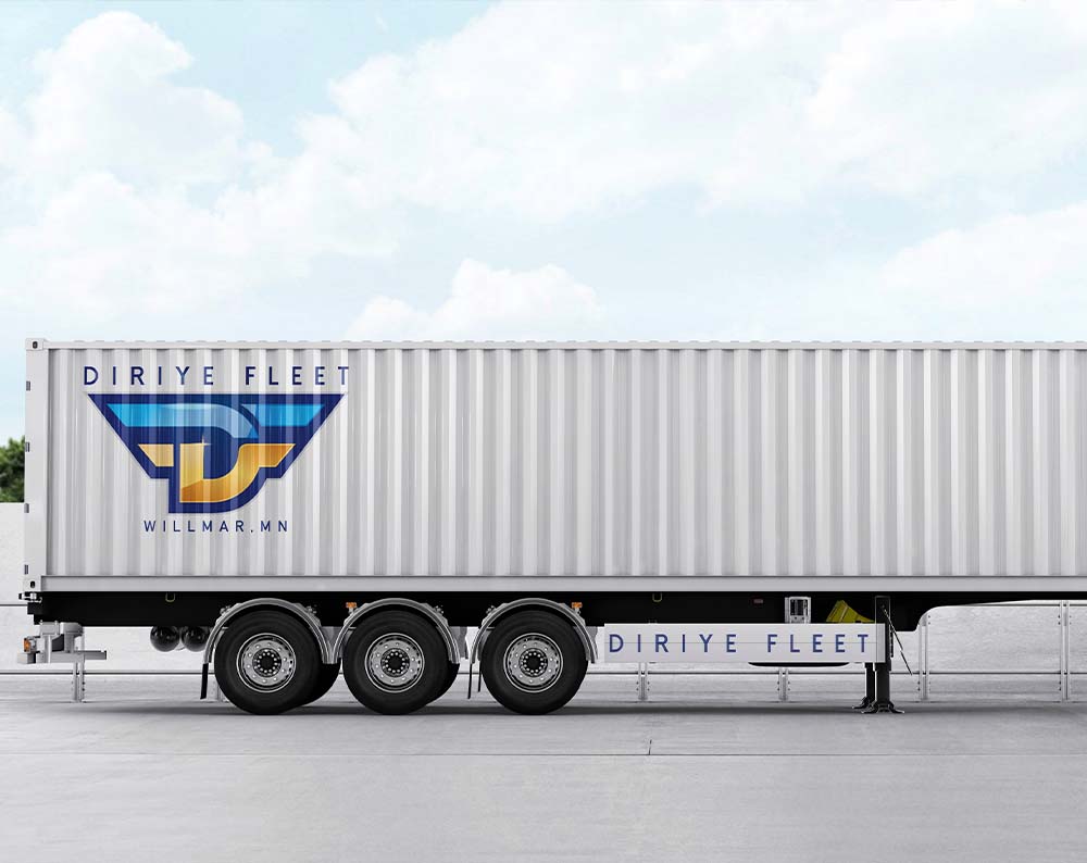 logistics logo design displayed on a truck
