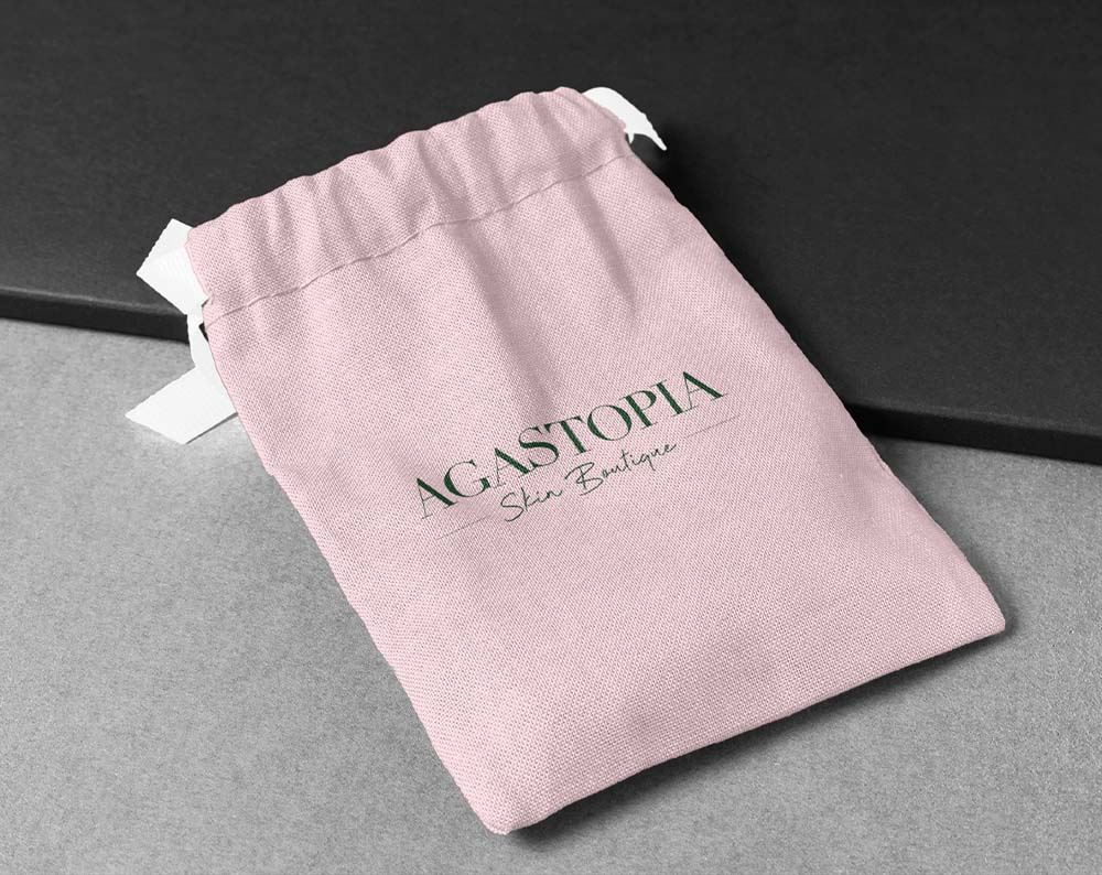 beauty shop logo design displayed on a bag