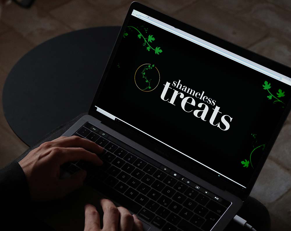 cannabis logo design displayed on a lap top computer screen