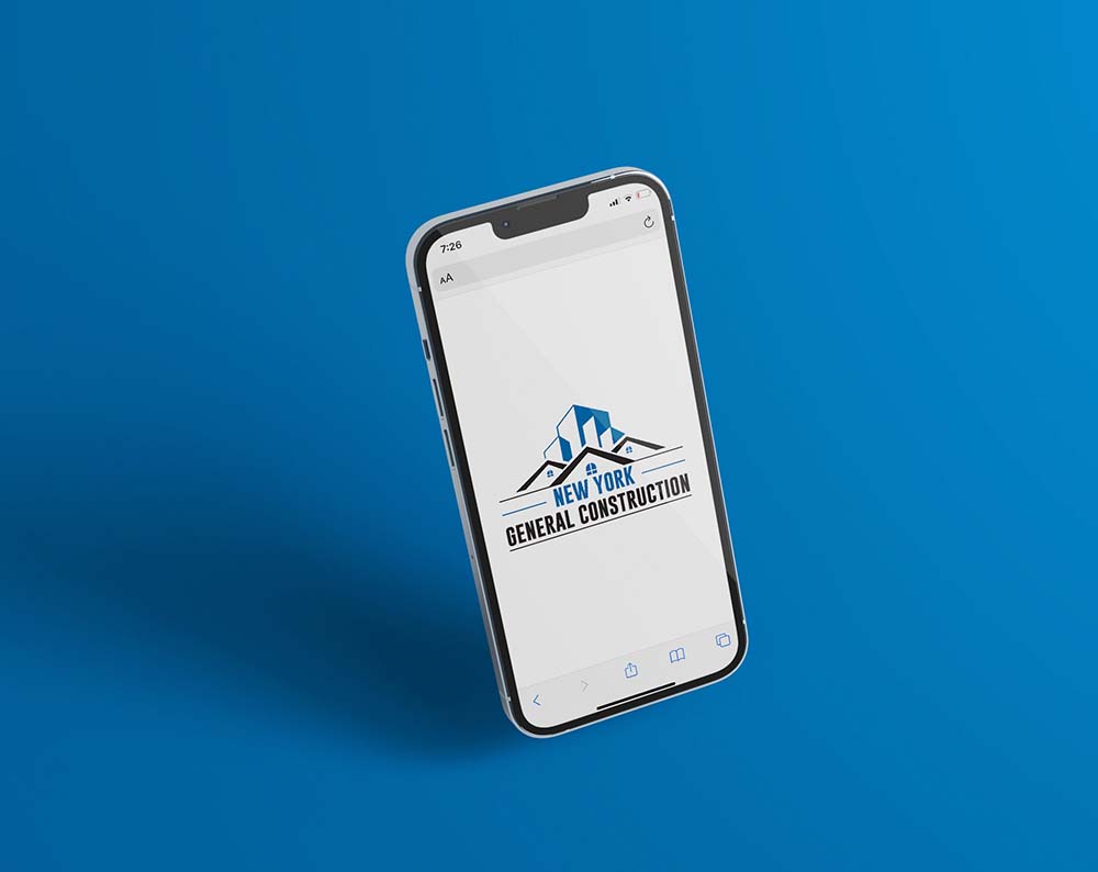 contractor logo design displayed on a cell phone