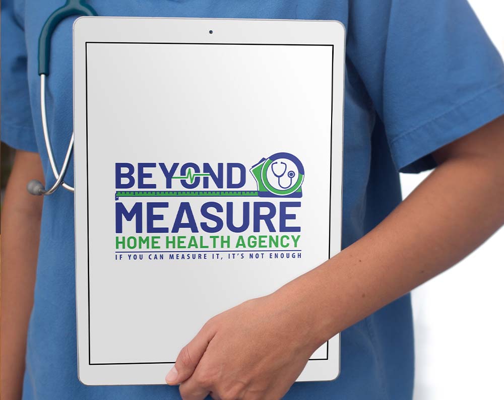 medical logo design displayed on a tablet screen