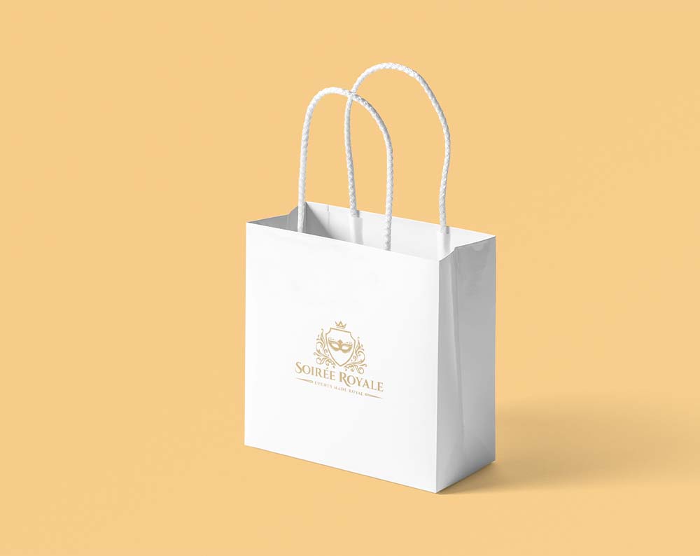 non profit company logo design displayed on a paper bag