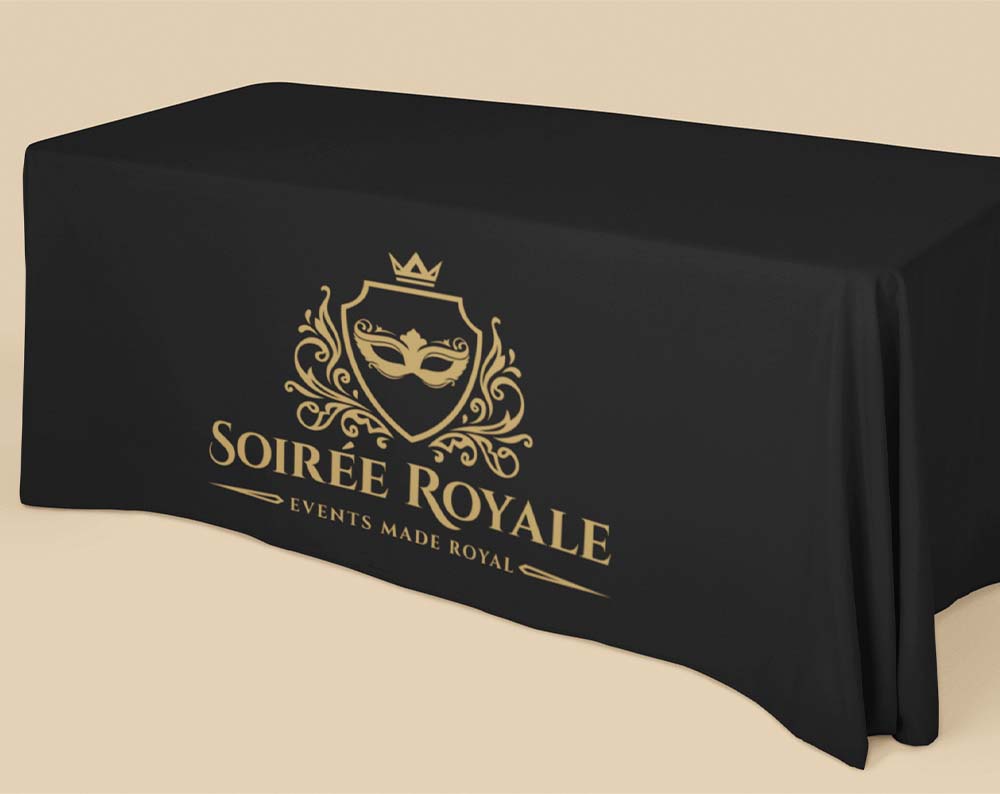 non profit logo design displayed on a table cloth
