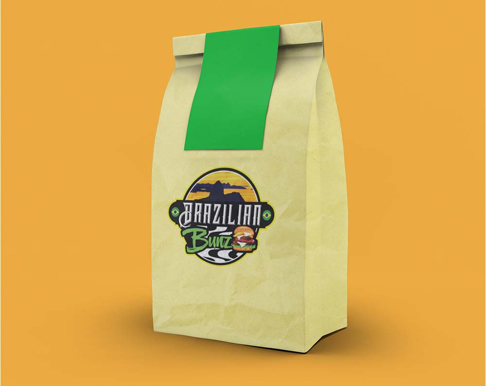 restaurant logo design displayed on a paper bag