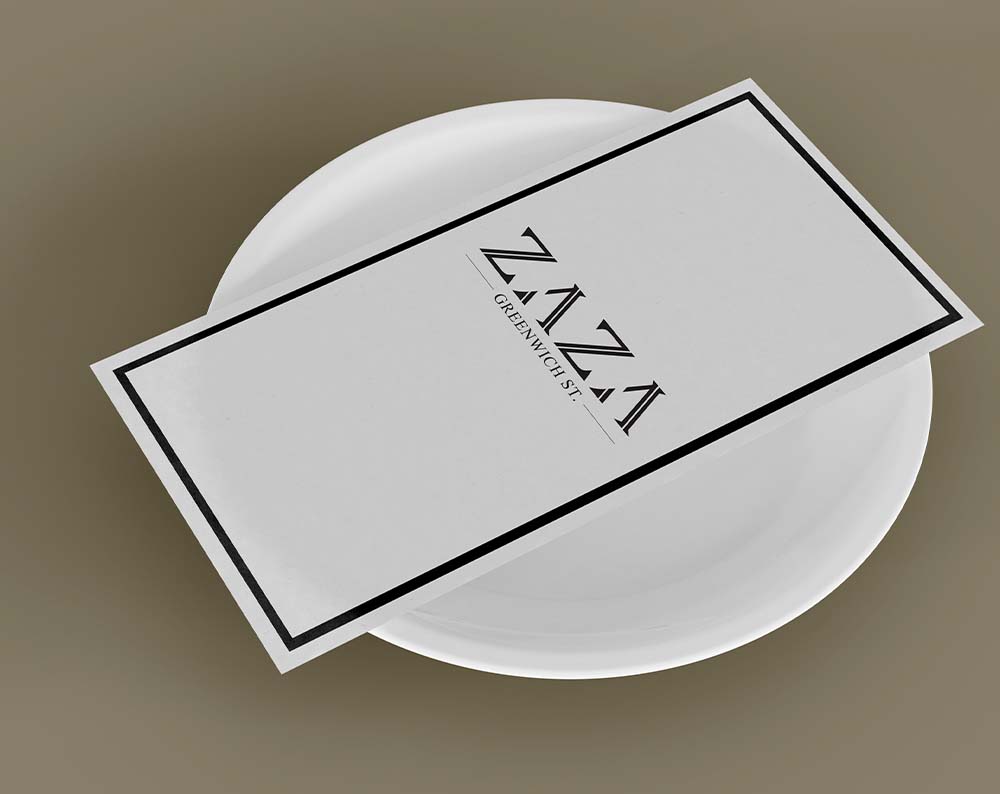 restaurant logo design displayed on a paper menu