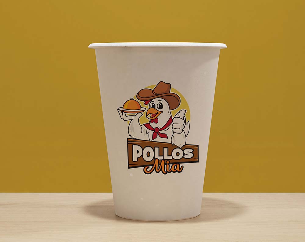 restaurant logo design displayed on a paper cup