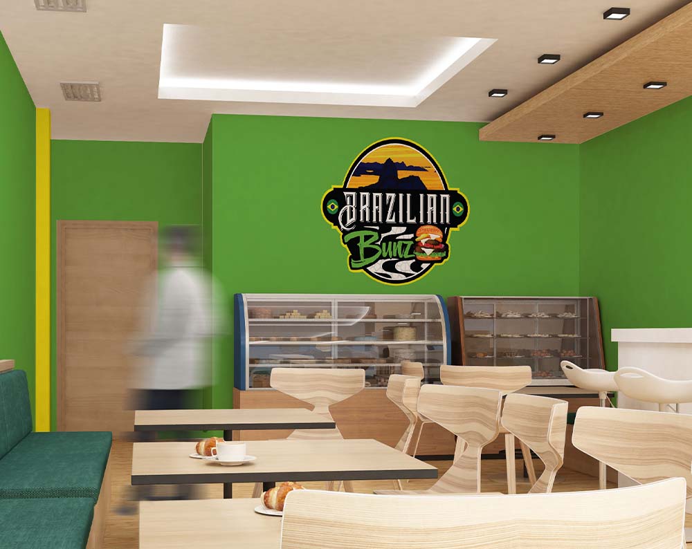 restaurang logo design displayed on a wall