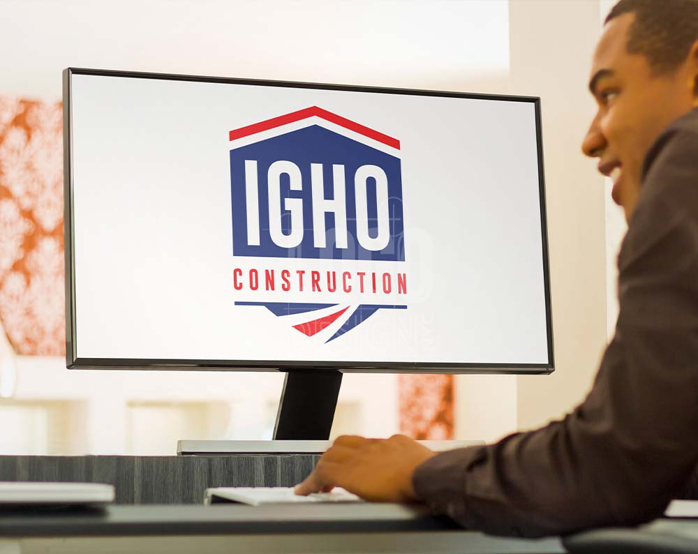 contractor logo design displayed on a computer screen