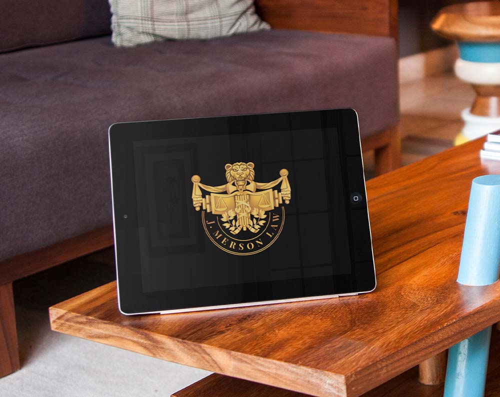 Law firm logo design displayed on a tablet