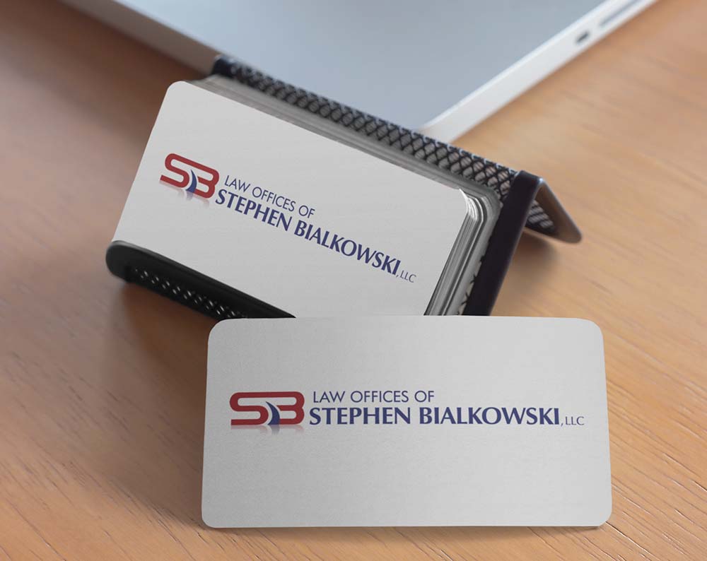 law firm logo design displayed on business cards