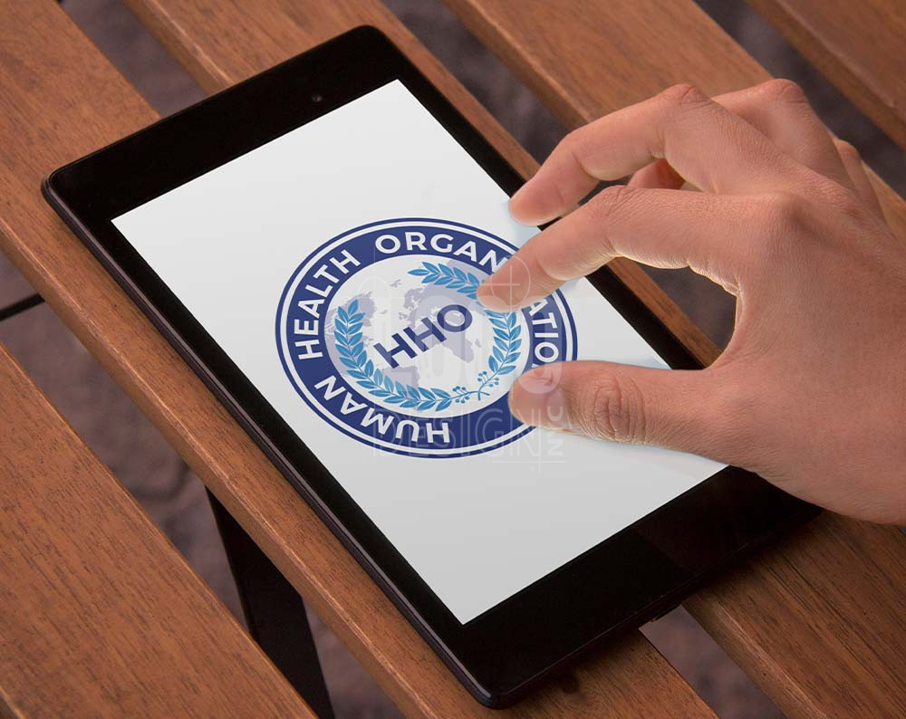 medical logo design displayed on a tablet